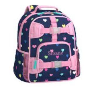 PotteryBarn: Mackenzie Navy Pink Multi Hearts Back